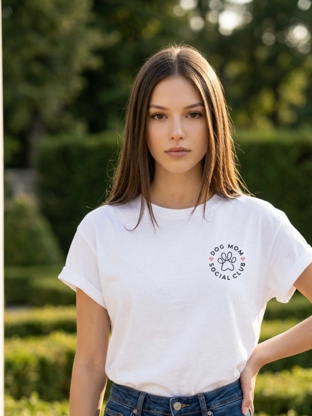Serra White Graphic Tee with Small Chest Logo